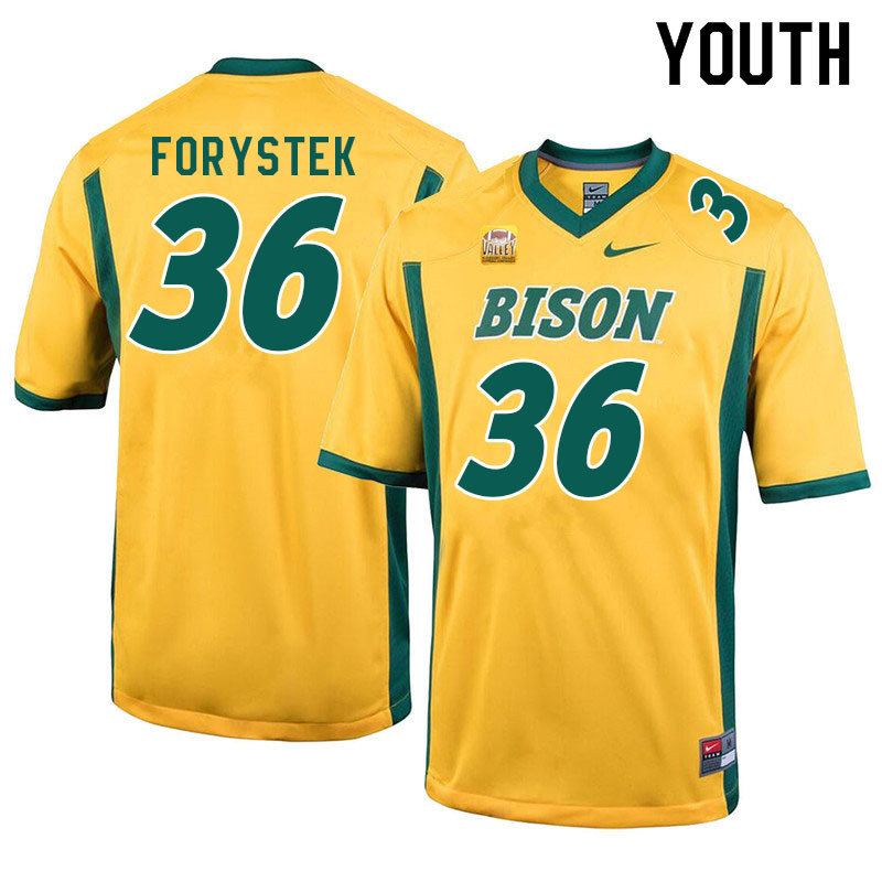 Youth #36 Nate Forystek North Dakota State Bison College Football Jerseys Sale-Yellow - Click Image to Close